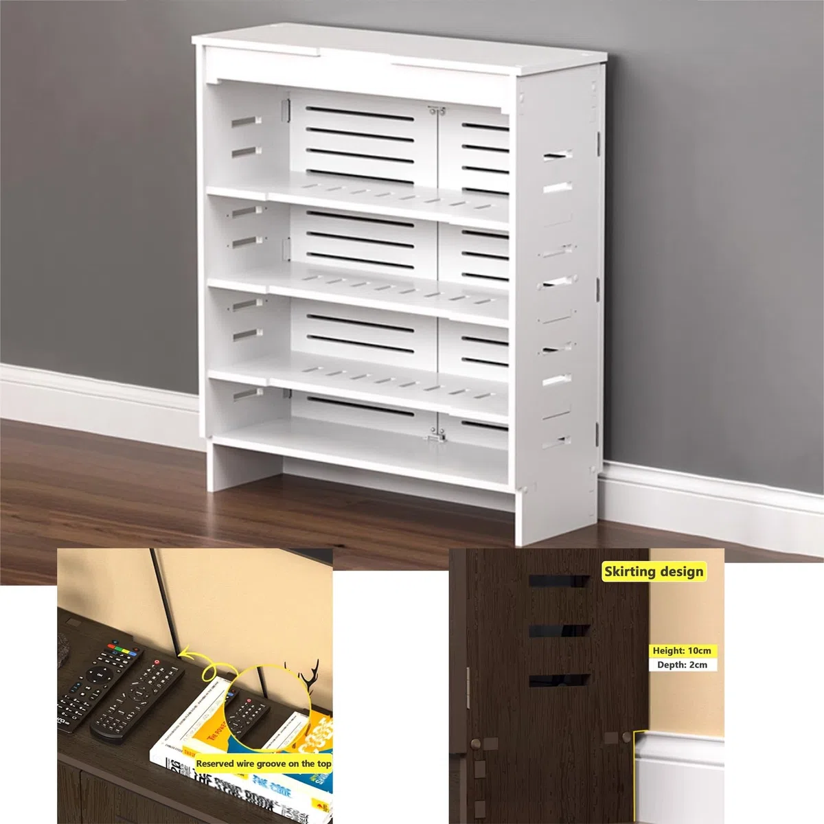 Nizer, router WiFi adiubile, per armadietto, cavo e ciabatta, per soggiorno e camera da letto, marrone (50 cm x 80 cm x 24,9 cm)
