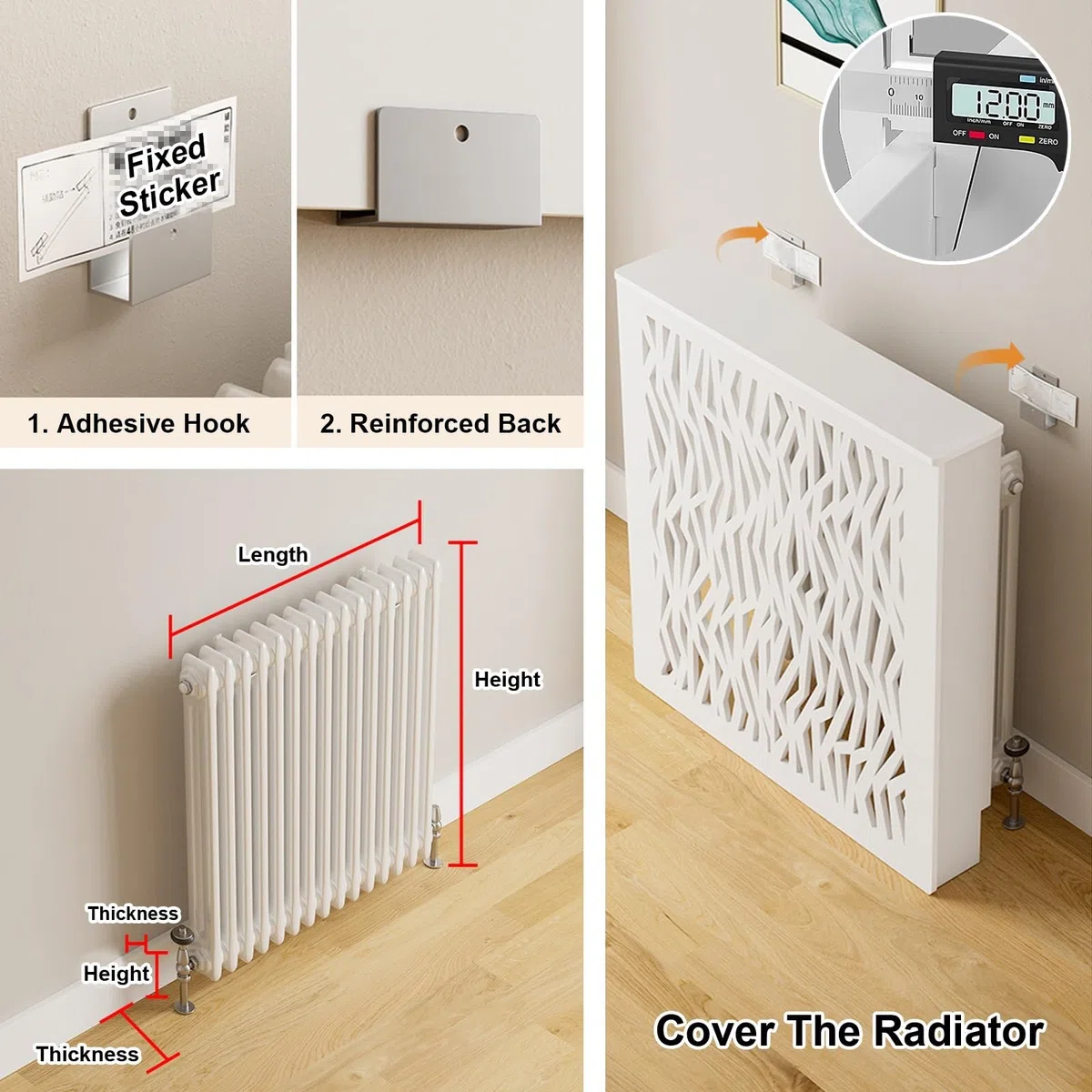 Copertura per termosifone con motivo floreale cavo, installazione senza attrezzi, conservazione sicura per il calore