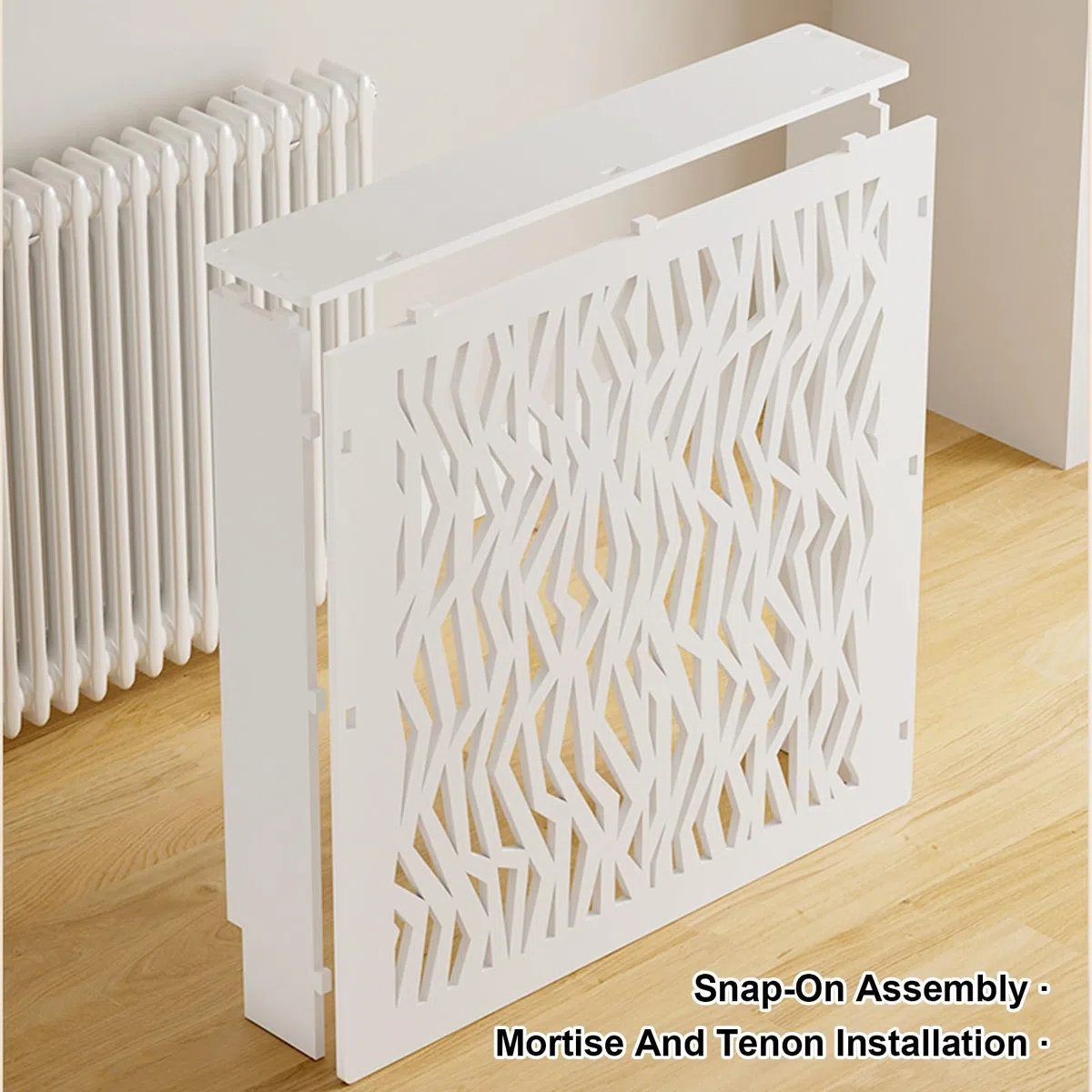 Copertura per termosifone con motivo floreale cavo, installazione senza attrezzi, conservazione sicura per il calore