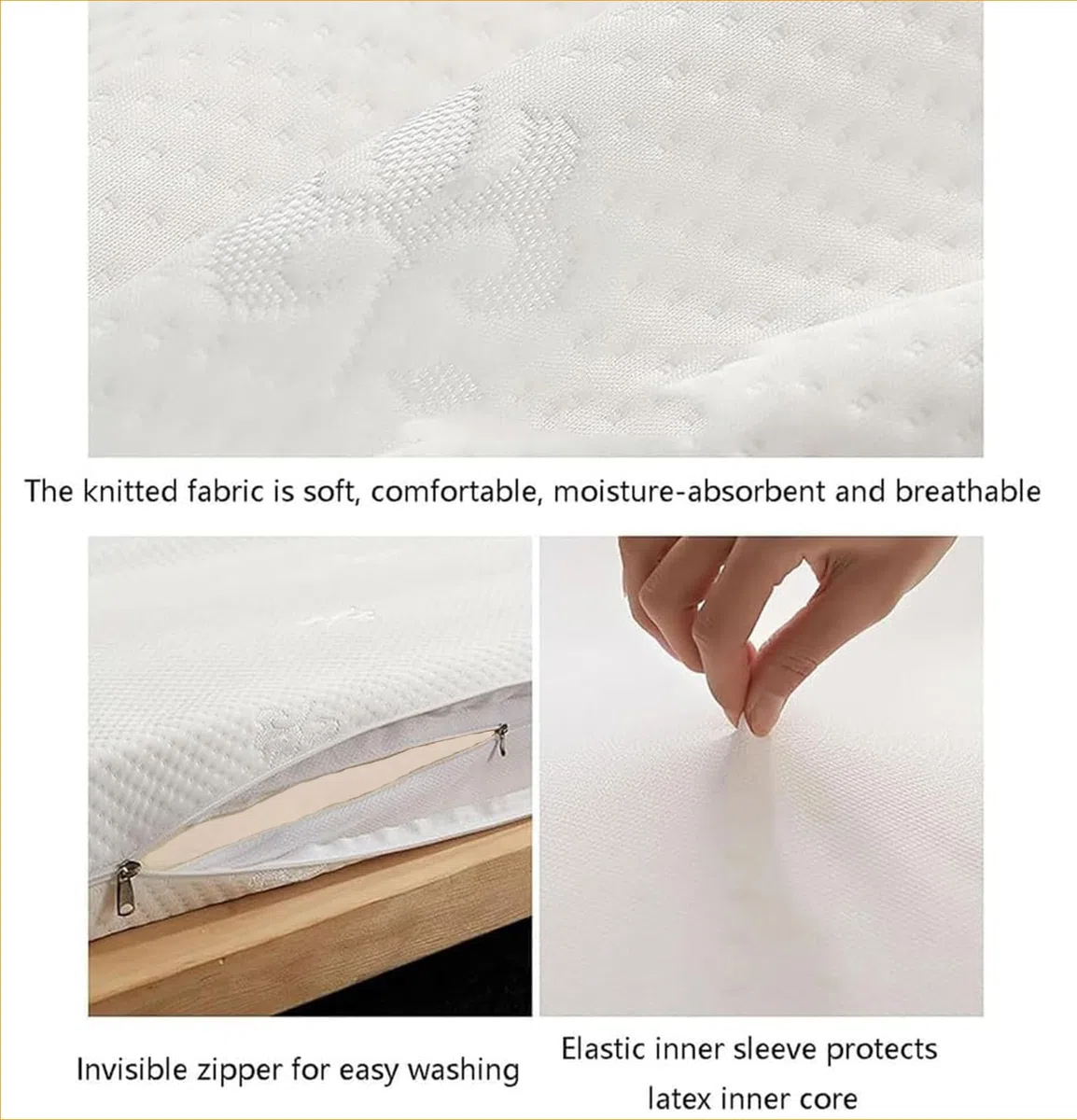 Coprimaterasso in lattice naturale (160 x 190,5 cm) – 5,1 cm di spessore, copertura morbida per il massimo comfort e sostegno, perfetto per migliorare il sonno e alleviare il dolore alla schiena