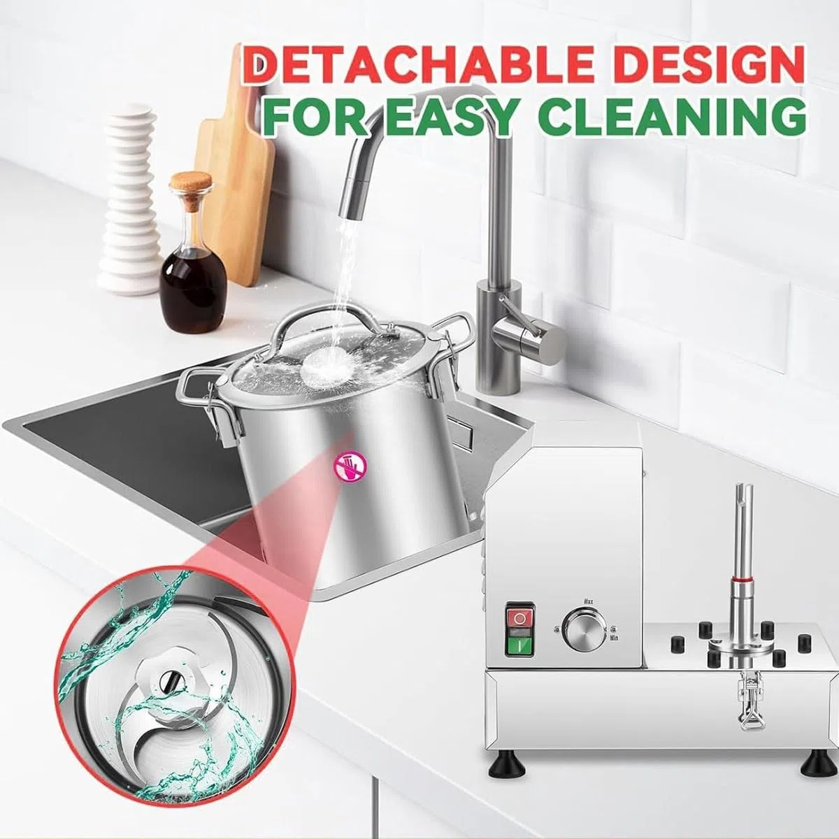 Robot da cucina automatico professionale, tritatutto elettrico per verdure in acciaio inox per impieghi gravosi da 6L/9L/15L con lame a S, tritacarne multifunzionale, per verdure, cipolle, aglio