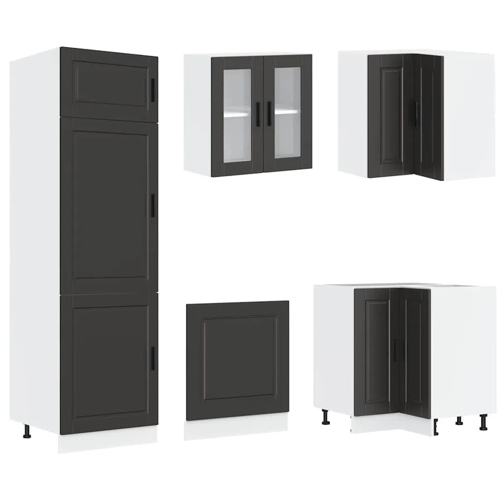 Set di mobili da cucina Porto da 14 pezzi, mobile da cucina modulare in legno con mobiletto ad angolo, pensili e armadietti da forno, combinazione di mobili da cucina per molto spazio