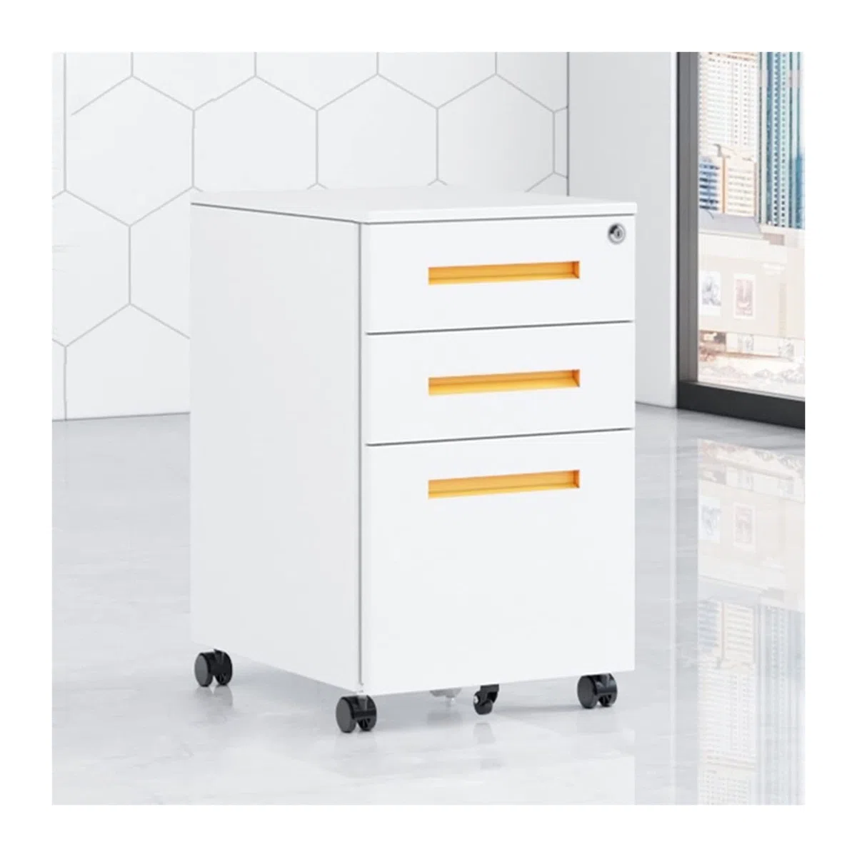 Archiviatore legale in acciaio con 3 cassetti chiudibili a chiave, soluzione sicura per riporre documenti e forniture per ufficio, perfetto per uso domestico e ufficio