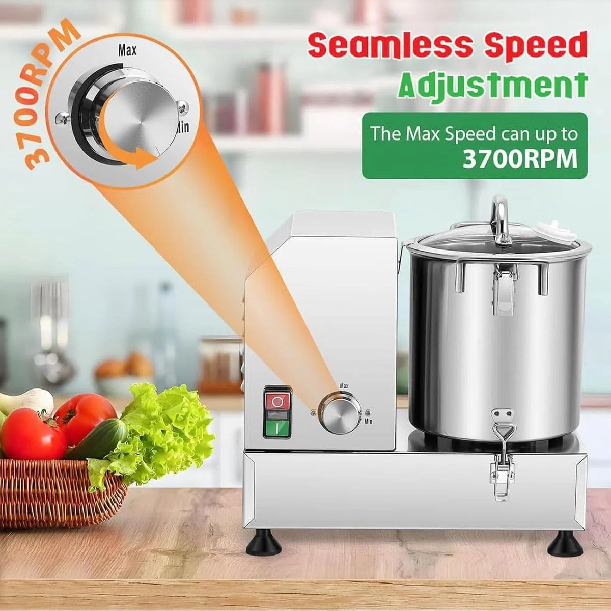 Robot da cucina automatico professionale, tritatutto elettrico per verdure in acciaio inox per impieghi gravosi da 6L/9L/15L con lame a S, tritacarne multifunzionale, per verdure, cipolle, aglio