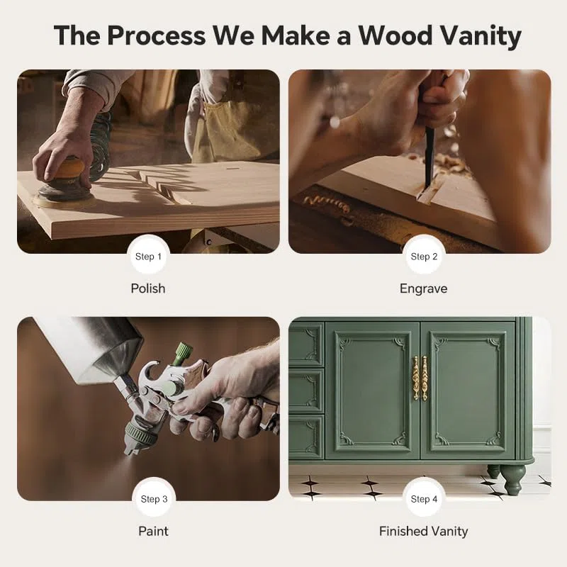 Mobile da bagno moderno con lavabo singolo/doppio in legno massello dal design elegante con specchio intelligente finitura in stile minimalista perfetto per la ristrutturazione domestica
