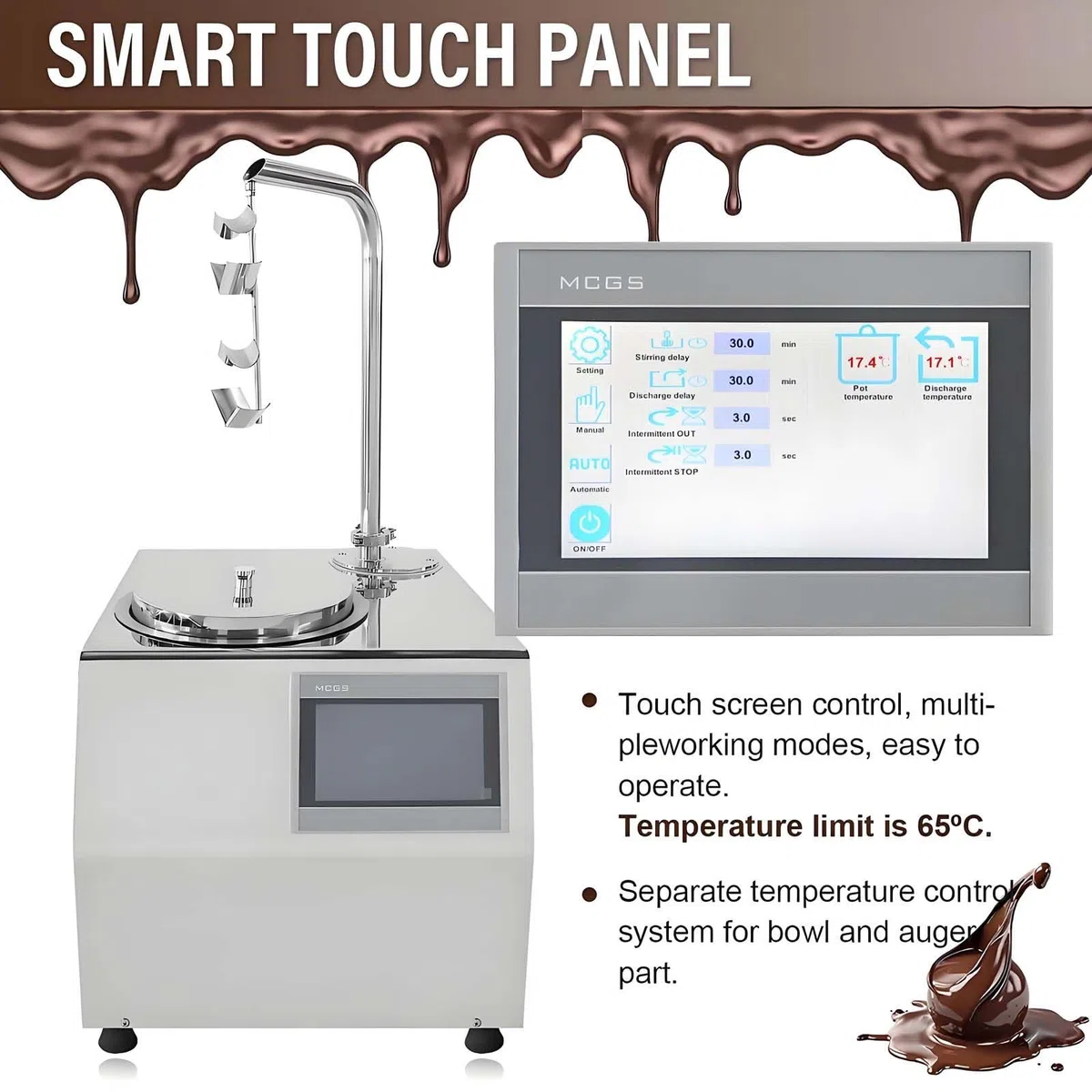 Temperatrice per Cioccolato da 5,5 L - con Touchscreen Digitale, Scioglitore Elettrico per Cioccolato Professionale, per Cioccolato, Burro, Formaggio, Panna, Caramelle, Latte, caffè E Dessert