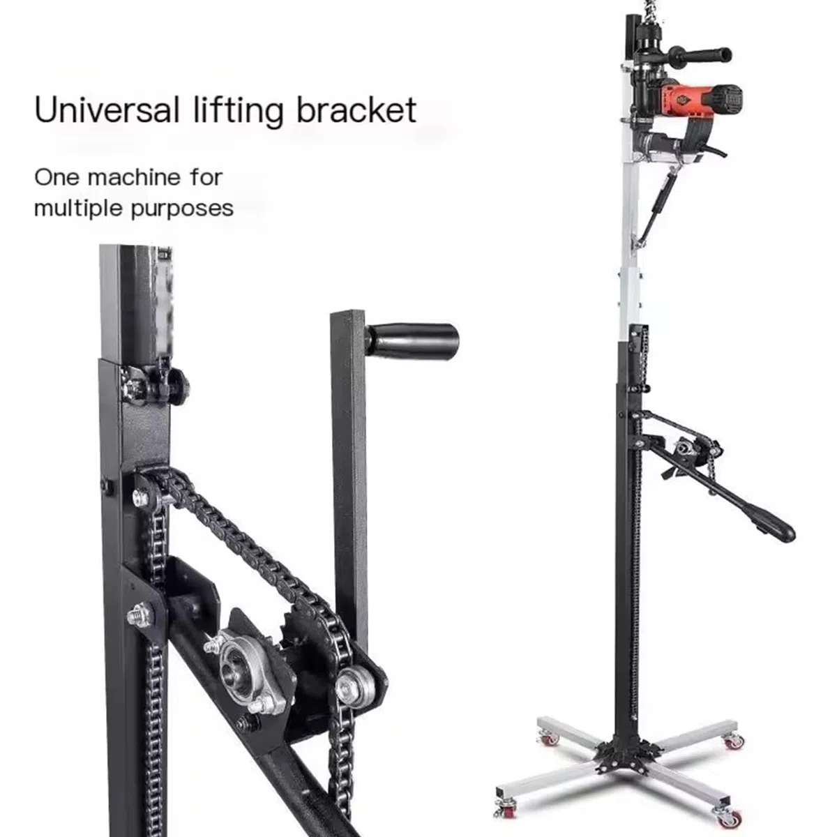 Staffa di Sollevamento Multifunzione, Staffa Fissa telescopica, Asta di Supporto per Foratura a soffitto, Trapano a percussione, utensile per Foratura