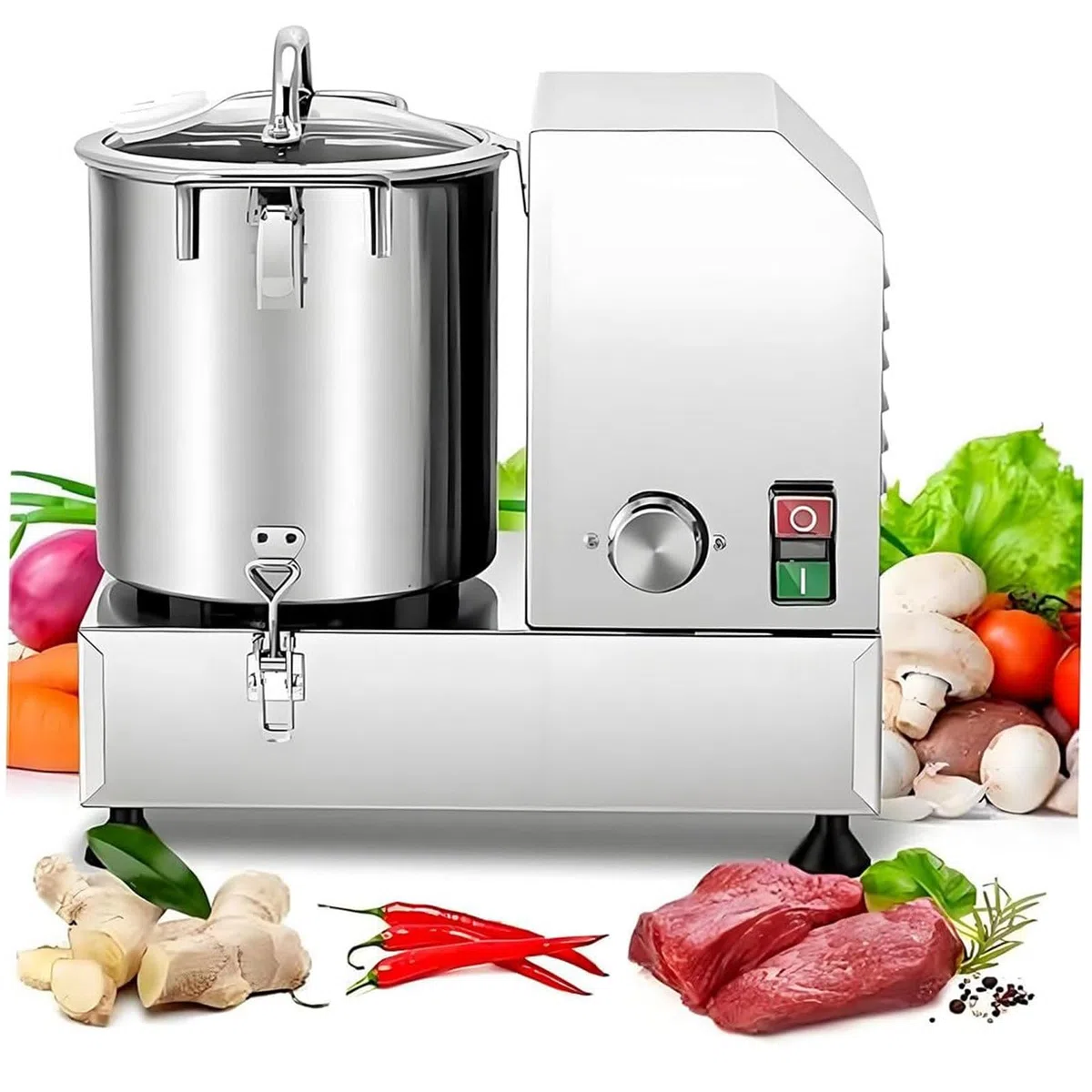 Robot da cucina automatico professionale, tritatutto elettrico per verdure in acciaio inox per impieghi gravosi da 6L/9L/15L con lame a S, tritacarne multifunzionale, per verdure, cipolle, aglio