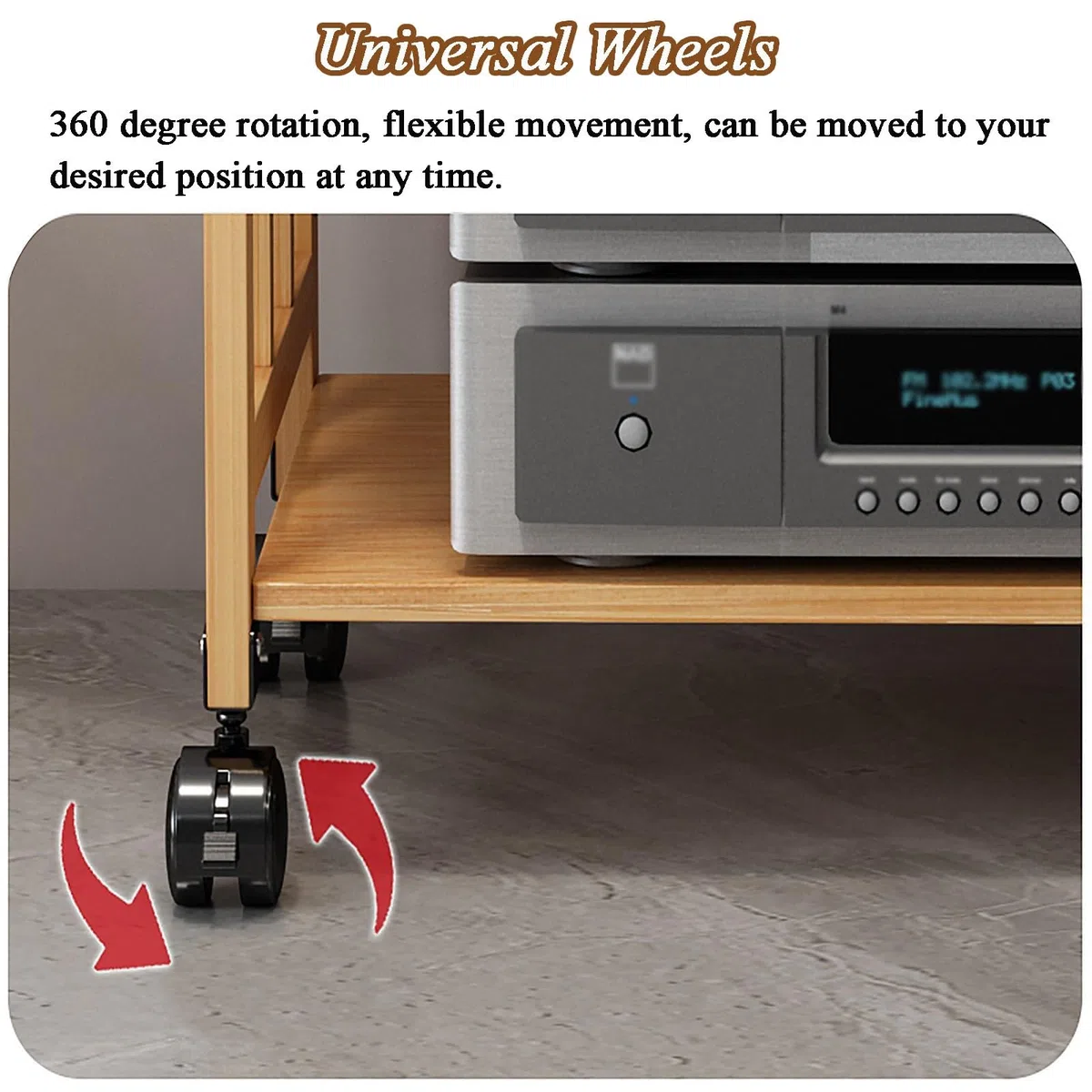 HiFi Fur Ste Cabinet, 4-Tier AV Ma Tower con ruote, Home Theater o Rack, Rolling CD Sto nd, Slish Floor nd per Home Ste System