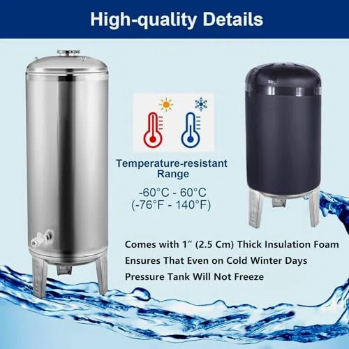 Serbatoio dell'acqua pressurizzato in acciaio inossidabile 700L per parchi, agricoltura, scuole, case - manicotto di conservazione del calore incluso