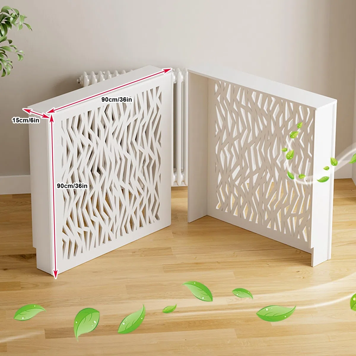 Copertura per termosifone con motivo floreale cavo, installazione senza attrezzi, conservazione sicura per il calore