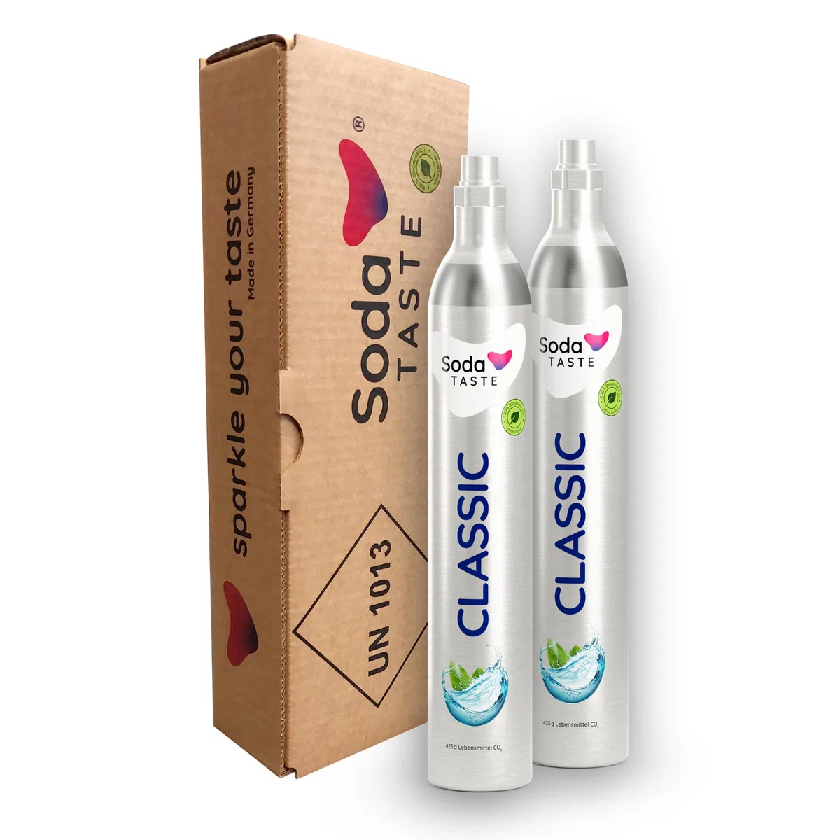 SodaTASTE Sostituzione di cilindri a CO2 (ricarica) per aeratore ad acqua, classico, fino a 120 l di acqua frizzante (attenzione: 2 cilindri vuoti necessari)