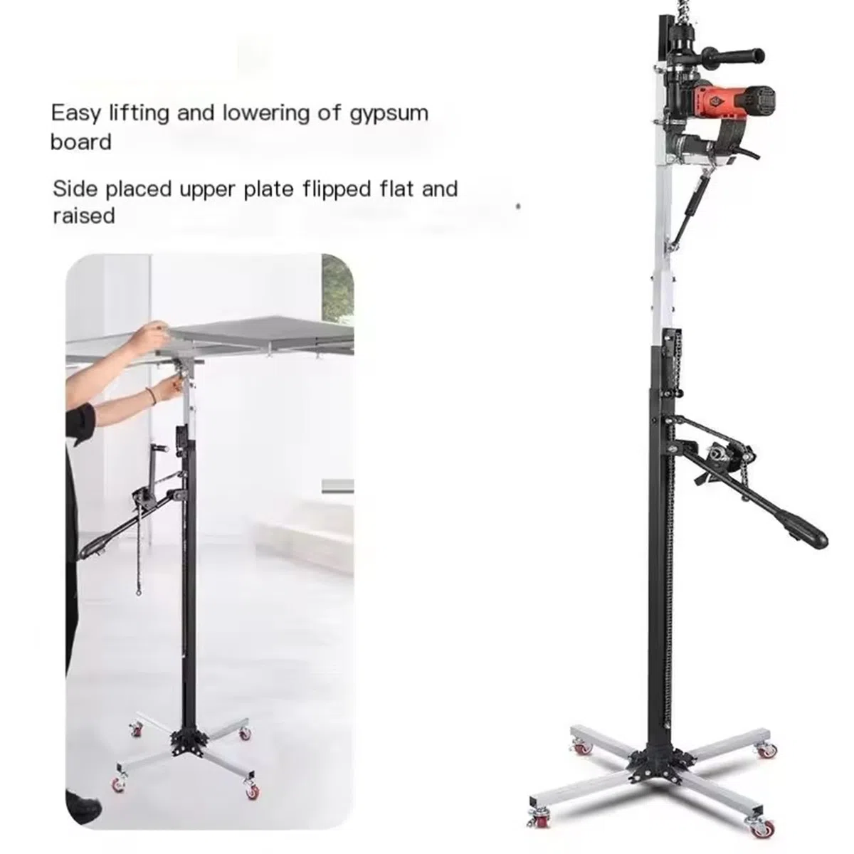 Staffa di Sollevamento Multifunzione, Staffa Fissa telescopica, Asta di Supporto per Foratura a soffitto, Trapano a percussione, utensile per Foratura
