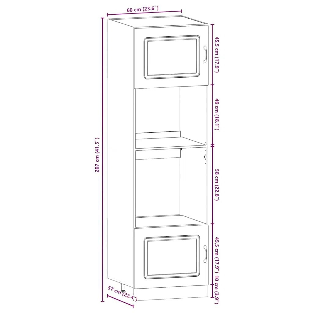 Kalmar - Set di 7 mobili da cucina in legno bianco lucido, molto spazio per cucina, vetrina, mobiletto sospeso, credenza, armadietto alto, cassettiera