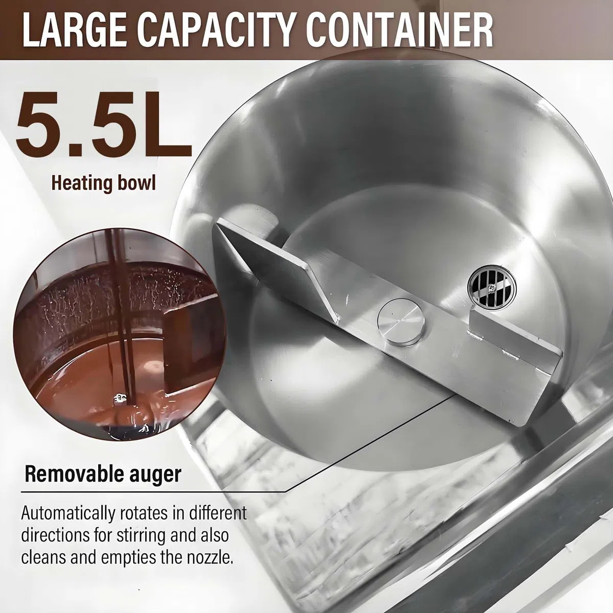 Temperatrice per Cioccolato da 5,5 L - con Touchscreen Digitale, Scioglitore Elettrico per Cioccolato Professionale, per Cioccolato, Burro, Formaggio, Panna, Caramelle, Latte, caffè E Dessert