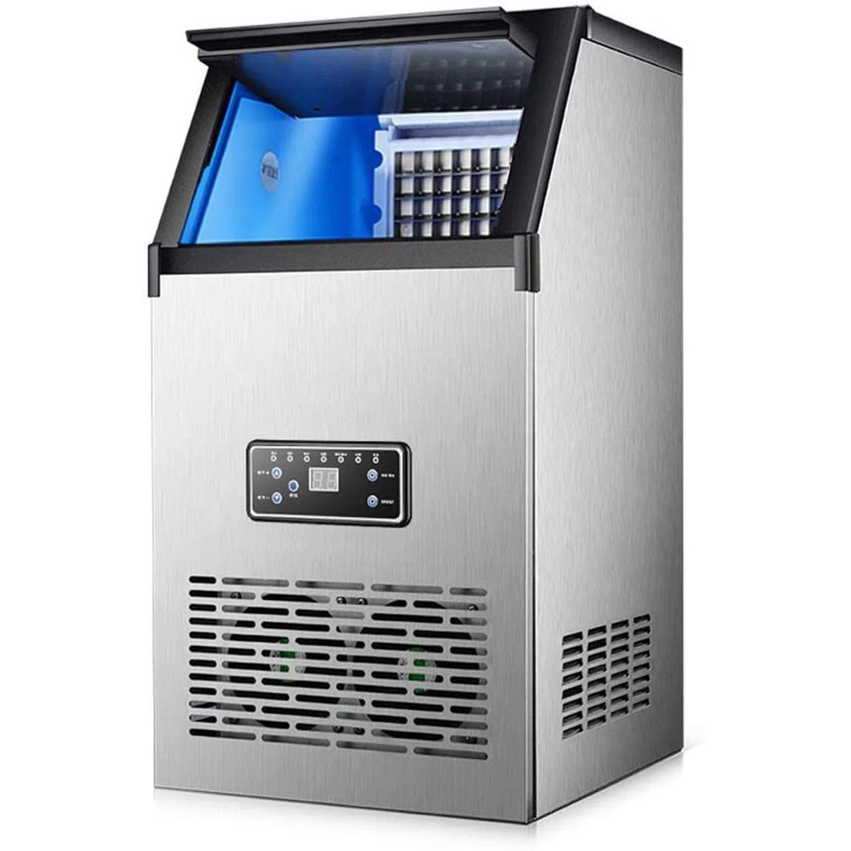 Fabbricatore di Ghiaccio, Macchina per la Produzione di cubetti di Ghiaccio in Acciaio Inossidabile 130 libbre / 24 Ore Macchina per la Produzione