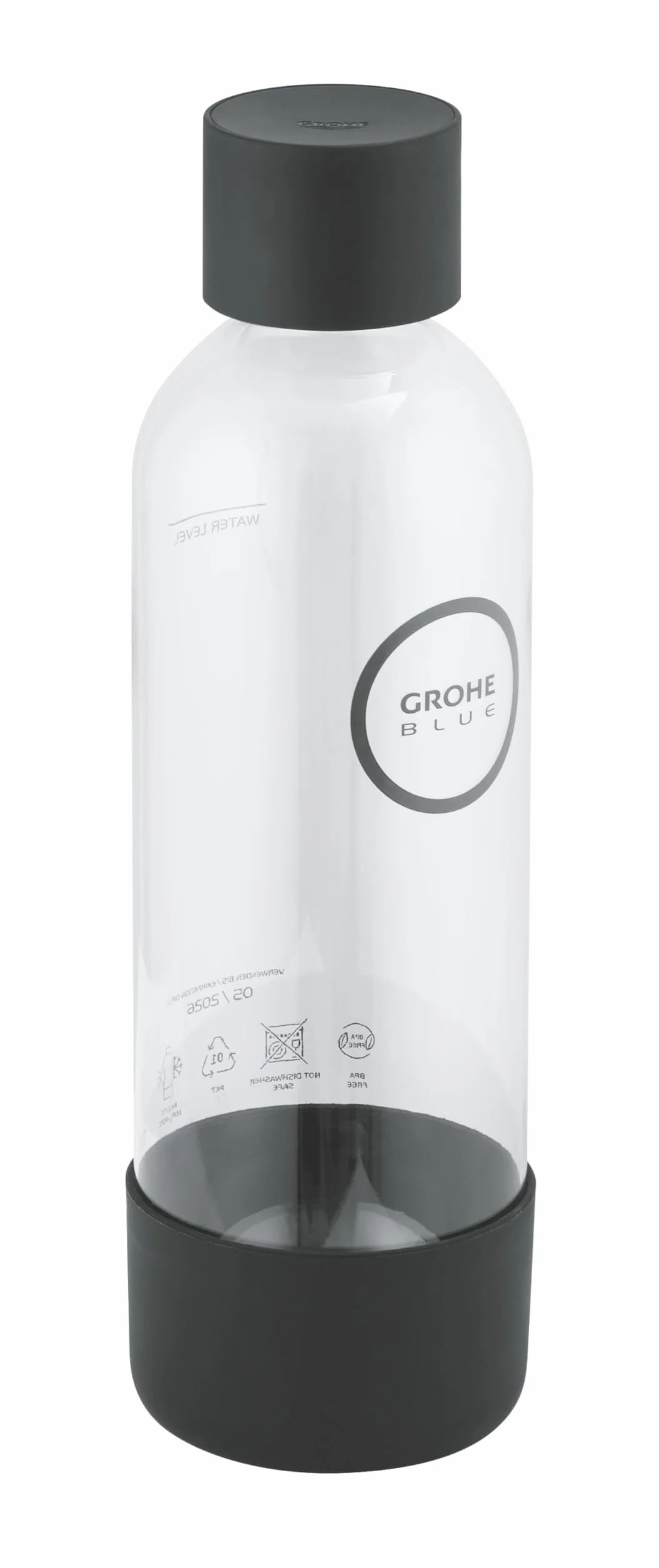 GROHE Blue Fizz Bottiglia d'Acqua, Capacità 850 ml, Tappo a Baionetta, Non Lavabile in Lavastoviglie, Nero, 41250K00