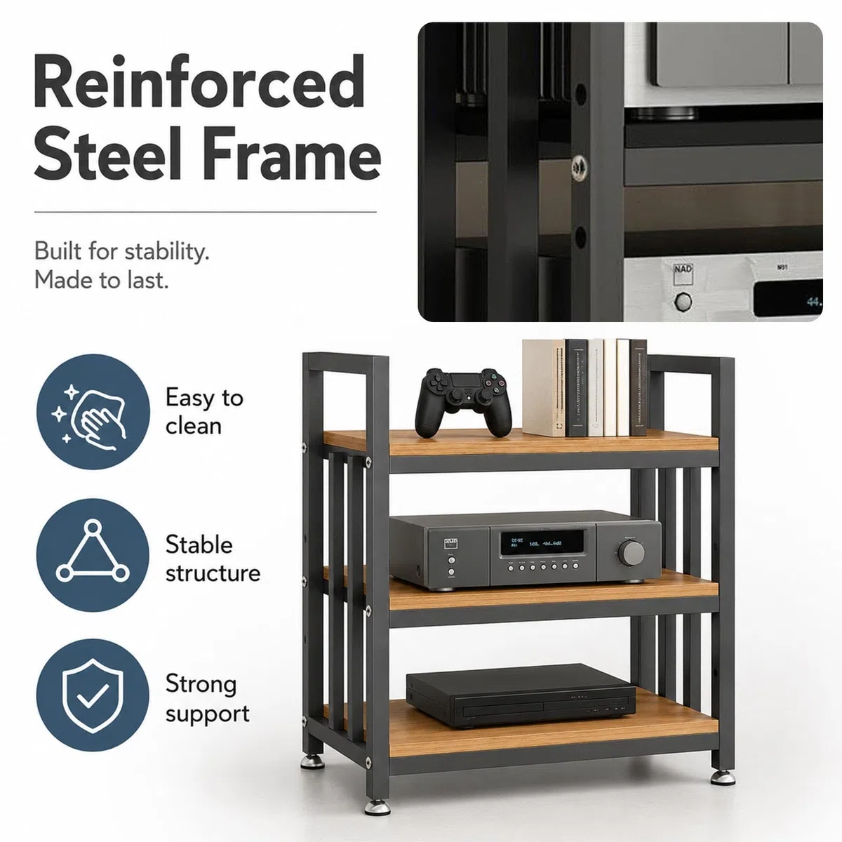 Heavy Duty AV Stand, multi-funzionale Audio Rack con ripiani regolabili