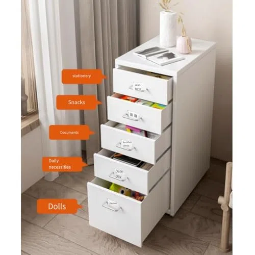 Armadietto mobile in metallo con ruote, cassettiera chiudibile a chiave, per casa e ufficio, soluzione salvaspazio verticale per documenti, elegante sistema di archiviazione dei documenti