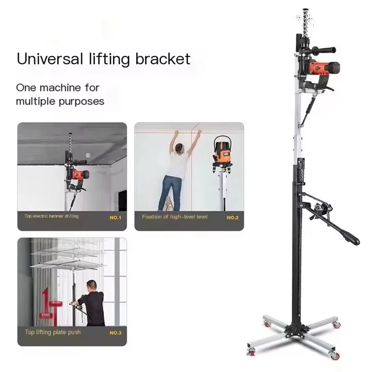 Staffa di Sollevamento Multifunzione, Staffa Fissa telescopica, Asta di Supporto per Foratura a soffitto, Trapano a percussione, utensile per Foratura