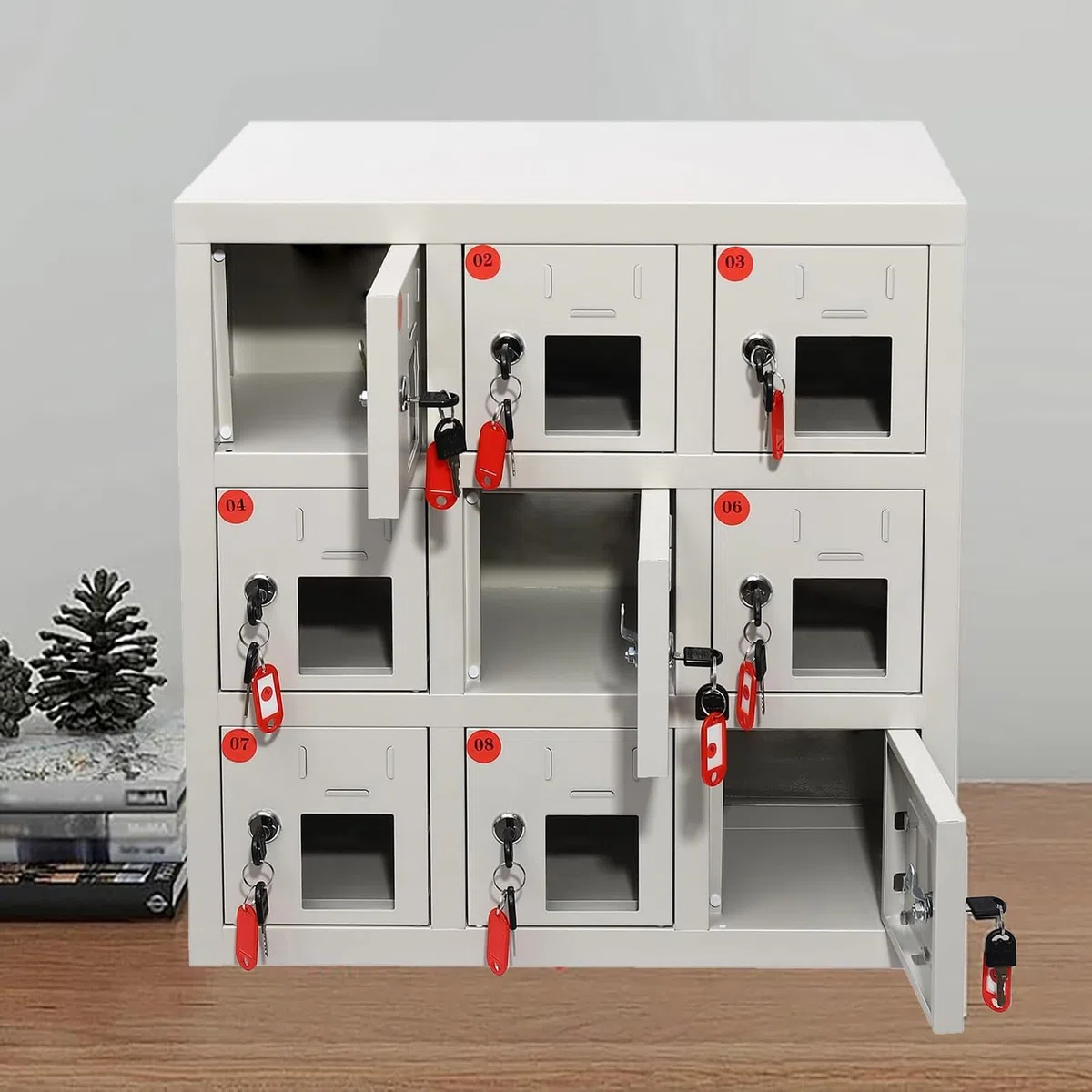 Armadietti per cellulari con 9 slot e finestra trasparente, scatole di sicurezza per dipendenti, armadietto di sicurezza per cellulare, confezione da 6