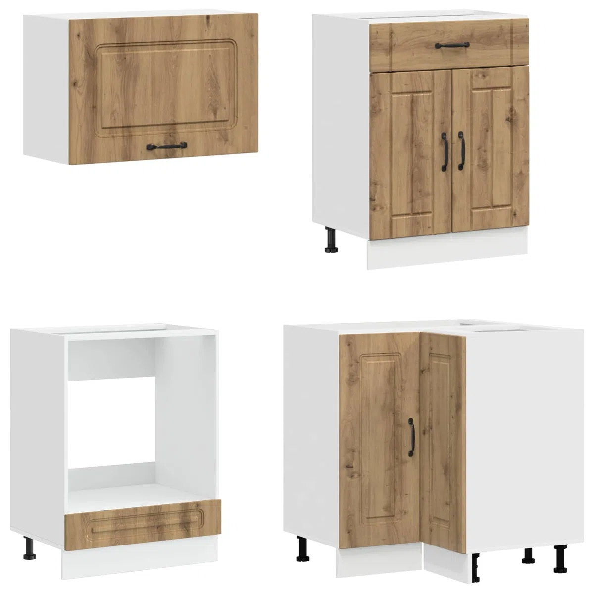 Kalmar - Set di 8 mobili da cucina in legno di quercia Artisan, soluzione di archiviazione moderna, versatile, stabile, contemporaneo, per cucina, sala da pranzo