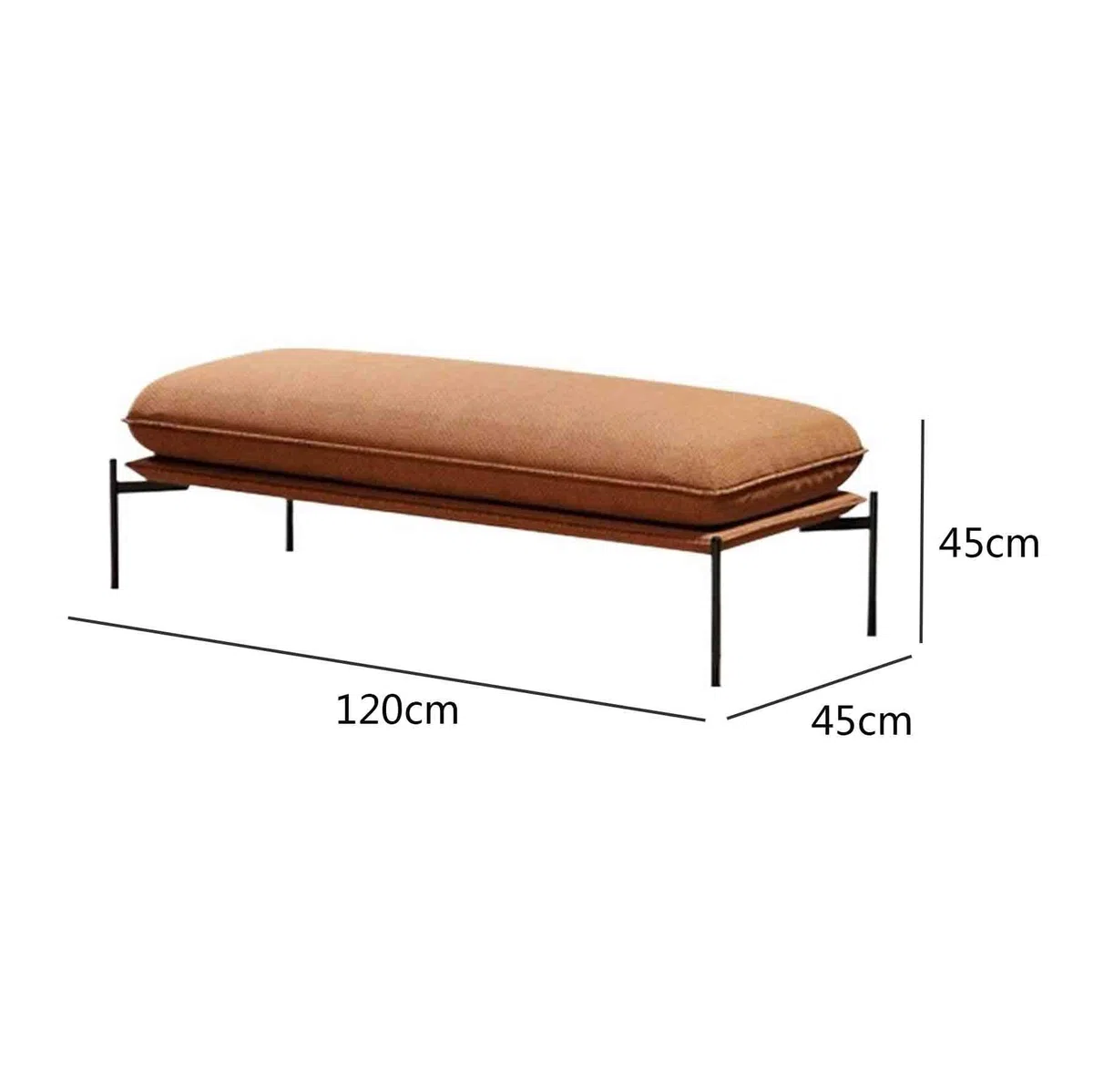 Panca imbottita Panca da letto in acciaio inossidabile riposo for camera for negozio di abbigliamento(M)