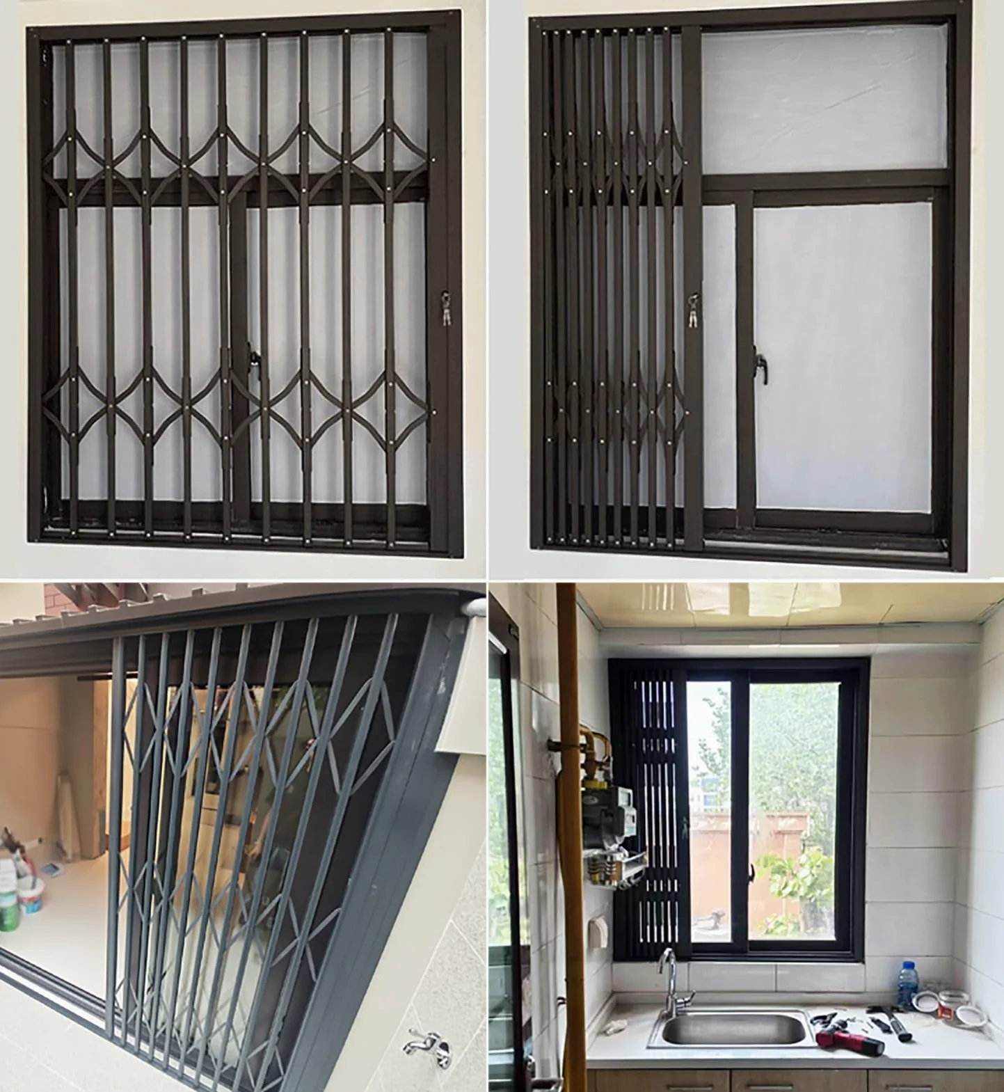 Securi - Barra per porte scorrevoli e griglia anti-rottura, sistema di bloccaggio robusto, Safe Ber, 70-210 cm (larghezza x altezza), 100 x 100 cm