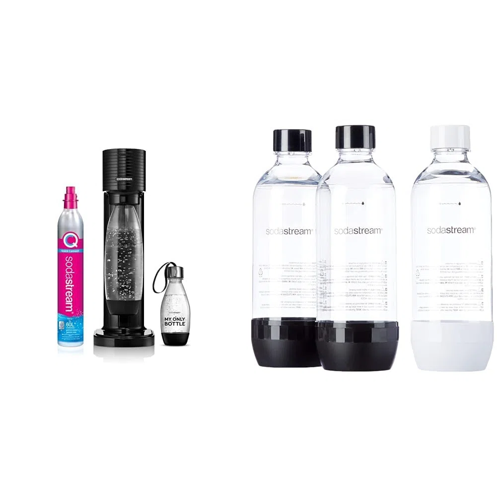 SodaStream Gasatore Gaia Nero d’Acqua per realizzare Acqua Frizzante & Bottiglie Classiche per gasatore d'acqua, Capienza 1 Litro